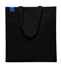 Сумка для покупок IVORY 325 г/м&sup2; с PU нашивкой, чёрный/синий