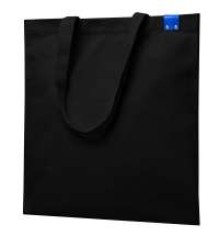 Сумка для покупок IVORY 325 г/м&sup2; с PU нашивкой, чёрный/синий