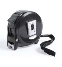 Рулетка LUKOM с металлическим клипом, 7,5 м, черная, пластик