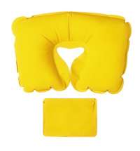 Подушка  надувная дорожная WAY  в футляре; желтый; 43,5х27,5 см; твил