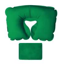 Подушка  надувная дорожная WAY в футляре; зеленый; 43,5х27,5 см; твил