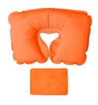 Подушка  надувная дорожная WAY в футляре; оранжевый; 43,5х27,5 см; твил