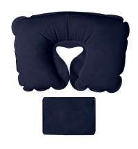 Подушка  надувная дорожная WAY в футляре; синий; 43,5х27,5 см; твил