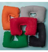 Подушка  надувная дорожная WAY в футляре; черный; 43,5х27,5 см; твил