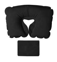 Подушка  надувная дорожная WAY в футляре; черный; 43,5х27,5 см; твил