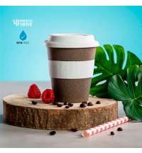 Стакан FLIKER с крышкой, полипропилен с бамбуковым волокном,силикон