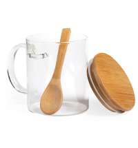 Кружка KIPAL, боросиликатное стекло, бамбук