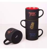 Кружка YASNA с покрытием SOFT-TOUCH, черный с желтым, 310 мл, фарфор