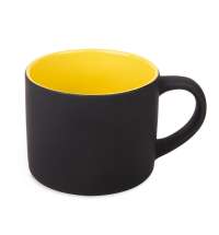 Кружка YASNA с покрытием SOFT-TOUCH, черный с желтым, 310 мл, фарфор