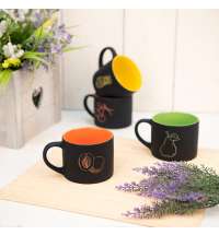 Кружка YASNA  с покрытием SOFT-TOUCH, черный с оранжевым, 310 мл, фарфор