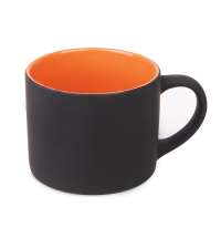 Кружка YASNA  с покрытием SOFT-TOUCH, черный с оранжевым, 310 мл, фарфор