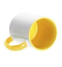 Кружка для сублимации, 330 мл, d=82 мм, стандарт А, белая, желтая внутри, желтая ручка