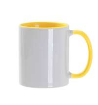 Кружка для сублимации, 330 мл, d=82 мм, стандарт А, белая, желтая внутри, желтая ручка