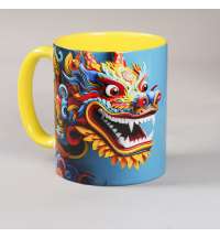 Кружка для сублимации, 330 мл, d=82 мм, стандарт А, белая, желтая внутри, желтая ручка