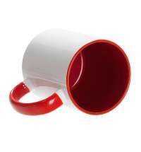 Кружка для сублимации, 330 мл, d=82 мм, стандарт А, белая, красная внутри, красная ручка
