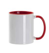 Кружка для сублимации, 330 мл, d=82 мм, стандарт А, белая, красная внутри, красная ручка