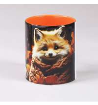 Кружка для сублимации, 330 мл, d=82 мм, стандарт А, белая, оранжевая внутри, оранжевая ручка