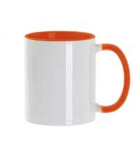 Кружка для сублимации, 330 мл, d=82 мм, стандарт А, белая, оранжевая внутри, оранжевая ручка