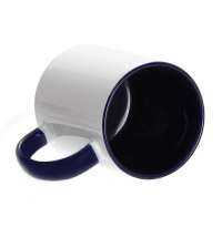 Кружка для сублимации, 330 мл, d=82 мм, стандарт А, белая, синяя внутри, синяя ручка