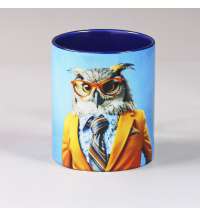 Кружка для сублимации, 330 мл, d=82 мм, стандарт А, белая, синяя внутри, синяя ручка