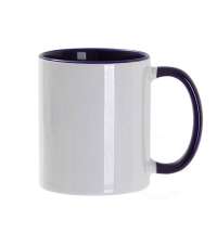 Кружка для сублимации, 330 мл, d=82 мм, стандарт А, белая, синяя внутри, синяя ручка
