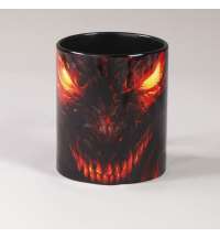 Кружка для сублимации, 330 мл, d=82 мм, стандарт А, белая, черная внутри, черная ручка