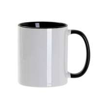 Кружка для сублимации, 330 мл, d=82 мм, стандарт А, белая, черная внутри, черная ручка