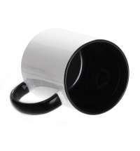 Кружка для сублимации, 330 мл, d=82 мм, стандарт А, белая, черная внутри, черная ручка