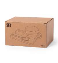 Чашка с ложкой на  подставке MORKE 180мл,16,4х8х12,3 см, боросиликатное стекло, бамбук