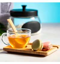 Чашка с ложкой на  подставке MORKE 180мл,16,4х8х12,3 см, боросиликатное стекло, бамбук