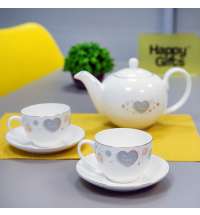 Чайник и две чайных пары GOLD в упаковке, 250мл и 1200мл, костяной фарфор