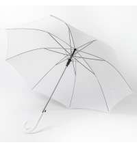 Зонт-трость с пластиковой ручкой, полуавтомат; белый; D=103 см; нейлон