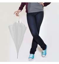 Зонт-трость с пластиковой ручкой, механический; белый; D=103 см; 100% полиэстер 190T