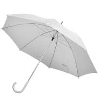Зонт-трость с пластиковой ручкой, механический; белый; D=103 см; 100% полиэстер 190T