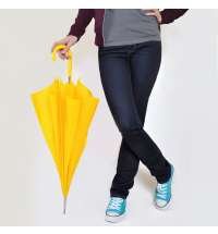 Зонт-трость с пластиковой ручкой, механический; желтый; D=103 см; 100% полиэстер 190 T