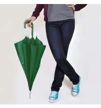 Зонт-трость с пластиковой ручкой, механический; зеленый; D=103 см; 100% полиэстер 190 T