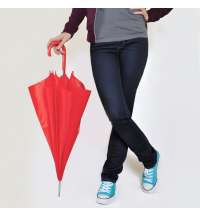 Зонт-трость с пластиковой ручкой, механический; красный; D=103 см; 100% полиэстер 190 T