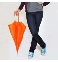 Зонт-трость с пластиковой ручкой, механический; оранжевый; D=103 см; 100% полиэстер 190 T