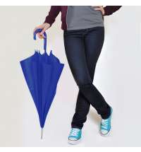 Зонт-трость с пластиковой ручкой, механический; синий; D=103 см; 100% полиэстер 190 T