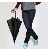 Зонт-трость с пластиковой ручкой, механический; черный; D=103 см; 100% полиэстер 190 T