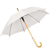 Зонт-трость с деревянной ручкой, полуавтомат; белый; D=103 см, L=90см; 100% полиэстер