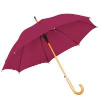 Зонт-трость с деревянной ручкой, полуавтомат; бордовый; D=103 см, L=90см; 100% полиэстер