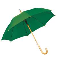Зонт-трость с деревянной ручкой, полуавтомат; зеленый; D=103 см, L=90см; 100% полиэстер