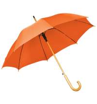 Зонт-трость с деревянной ручкой, полуавтомат; оранжевый; D=103 см, L=90см; 100% полиэстер