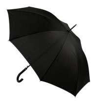 Зонт-трость OXFORD с ручкой из искусственной кожи ,чёрный, полуавтомат, 100% полиэстер