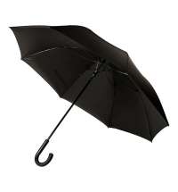 Зонт-трость CAMBRIDGE с ручкой soft-touch чёрный, полуавтомат, 100% полиэстер, пластик