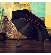 Зонт-трость BACK TO BLACK, пластиковая ручка, полуавтомат