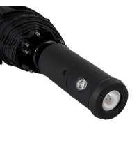 Зонт PRESTON складной с ручкой-фонариком, полуавтомат; черный; D=100 см; 100% полиэстер