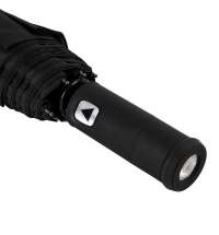 Зонт PRESTON складной с ручкой-фонариком, полуавтомат; черный; D=100 см; 100% полиэстер