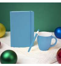 Подарочный набор HAPPINESS: блокнот, ручка, кружка, голубой